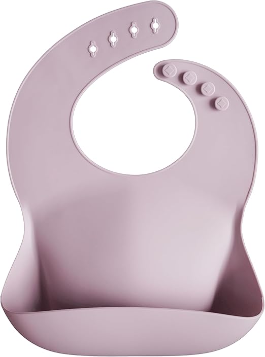 Mushie Babador de Silicone Baby | Babadores Impermeáveis com Ajuste Perfeito | Babadores Fáceis de Limpar para Alimentação do Bebê | 4 Tamanhos Ajustáveis com Bolsos Frontais Fundos | 100% Livre de BPA e Ftalatos