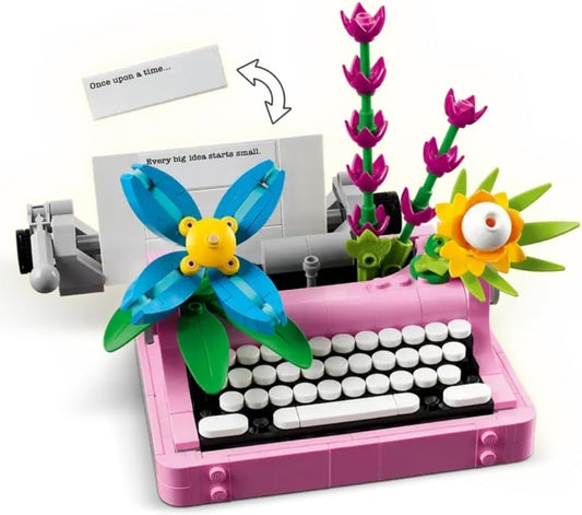 LEGO Máquina de escrever Creator 3 em 1 com brinquedo de flores - transforma-se em um modelo Keytar ou um vaso de flores com caneta e caderno - Conjunto de construção para meninas e meninos com mais de 8 anos - Presente de aniversário criativo