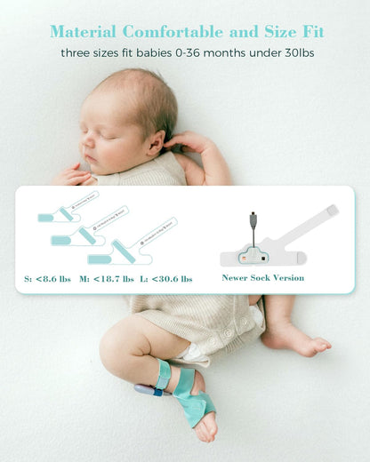 Babytone Baby Sleep Monitor, Meia Inteligente para Bebês que Monitora a Frequência Cardíaca, Nível de Oxigênio e Movimento, Monitor de Pés para Bebês Vestível com APP Bluetooth para Recém-nascidos de 0 a 36 Meses