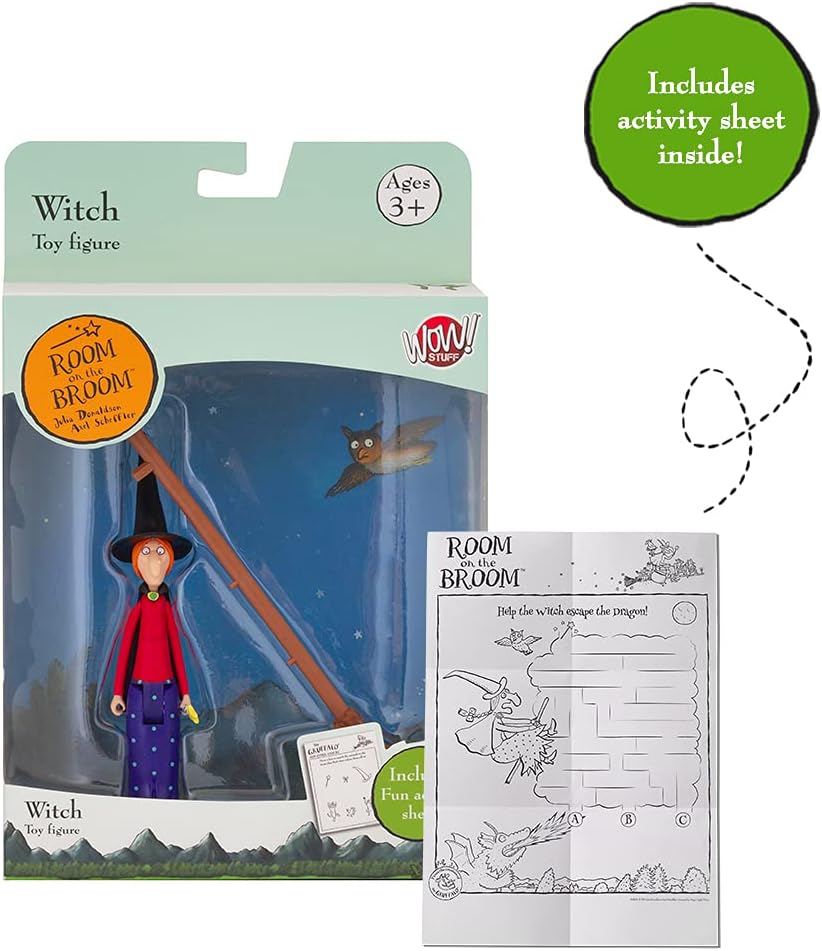 WOW! STUFF A Bruxa de Room On The Broom - Figura de Ação Articulada Colecionável | Brinquedos e Presentes Oficiais da Julia Donaldson e Axel Scheffler Books and Films