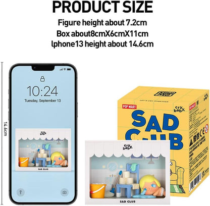 POP MART CRYBABY Série Sad Club Conjuntos de Cenas 1 Caixa 2,5 polegadas Personagem Articulado Design Premium presentes para mulheres Caixa surpresa favorita dos fãs Brinquedo colecionável Boneco de ação de brinquedo de arte