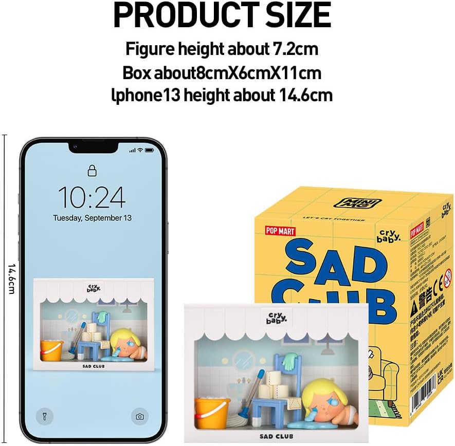 POP MART CRYBABY Sad Club Series Scene Sets Conjunto completo (8 caixas) 2,5 polegadas Articulado Personagem Design Premium presentes para mulheres Caixa surpresa favorita dos fãs Brinquedo colecionável Arte Brinquedo Figura de ação