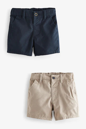 |Boy| Shorts Chino Pacote Com 2 - Azul Marinho/Pedra (3 Meses - 7 Anos)