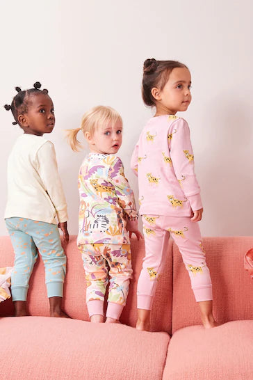 |BigGirl| Pacote de 3 pijamas - Multi Safari Animal (9 meses a 8 anos)