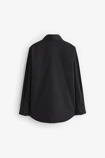 |Chico Grande| Camisa Negra Con Acabados Elegantes (3-16 años)