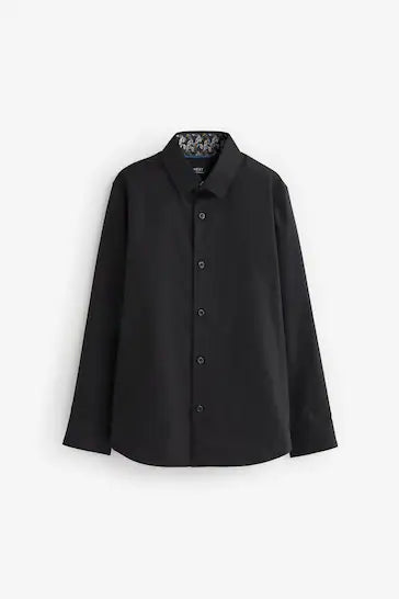 |BigBoy| Camisa Preta Com Acabamento Elegante (3-16 anos)