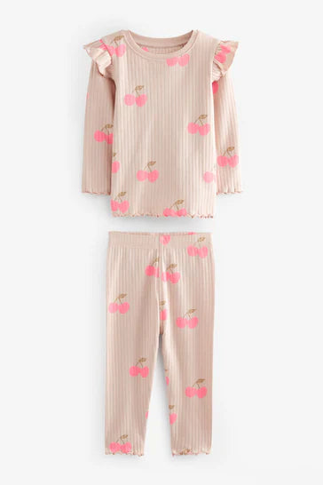 |BigGirl| Pijama de costela vermelho/rosa com 3 pacotes (9 meses a 16 anos)