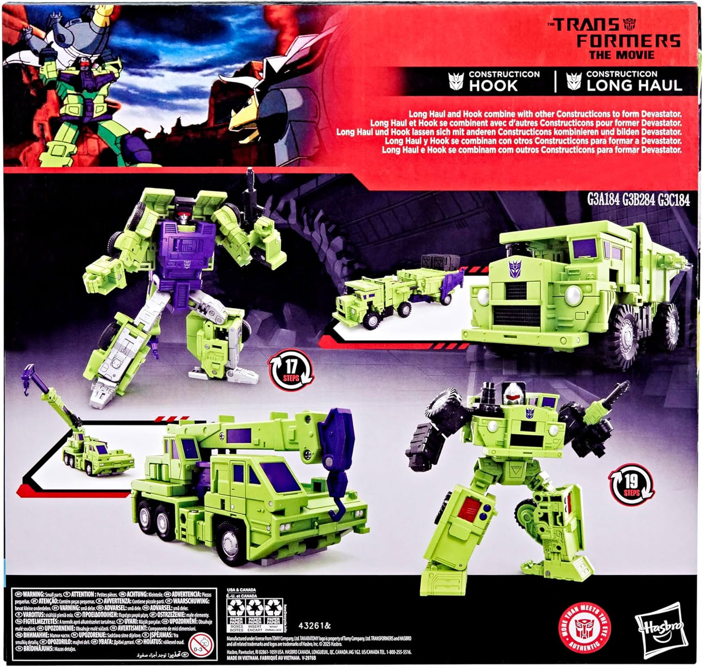 Transformers Studio Series: O Filme - Figuras de Acção Constructicon Long Haul e Constructicon Hook
