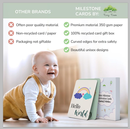 Tiny Trees® 40 cartões de marcos para bebés em caixa de oferta - Presentes para chá de bebé para a mamã - Presente de bebé para menino ou menina - Cartões unissexo de marcos para bebés para novos pais, presentes e lembranças de gravidez