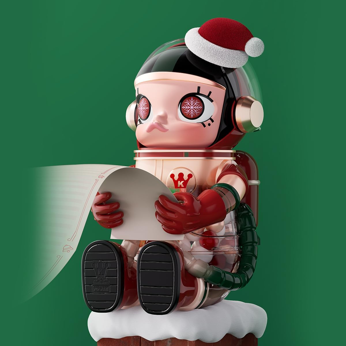 POP MART MEGA SPACE MOLLY 400% Natal 2024 Figuras 1 Caixa Design Premium Presentes para Mulheres Fãs-Favorito Colecionável Chic Art Toy Figura de Acção