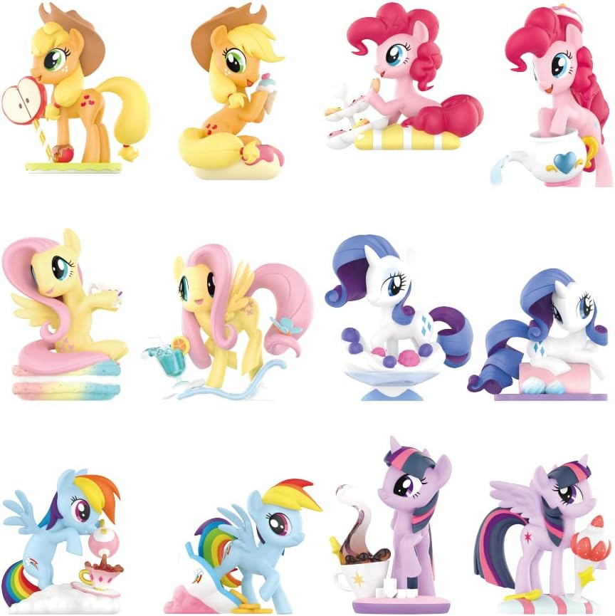 PopMart compatível com Hasbro My Little Pony Leisure Afternoon Series Conjunto completo (12 caixas) 2,5 polegadas Design premium presentes para mulheres Caixa surpresa favorita dos fãs Brinquedo de arte colecionável