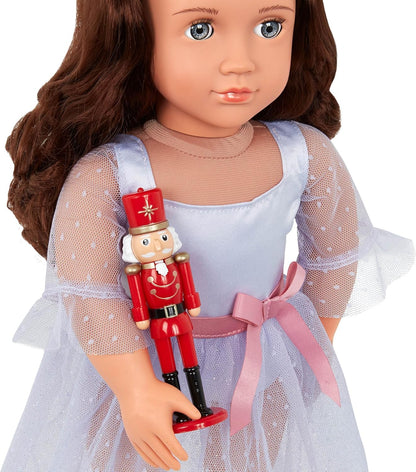A Nossa Geração – Boneca Bailarina de 45 cm – Acessório Quebra-Nozes – Fato de Ballet – Olhos Azuis e Cabelo Castanho – Clara