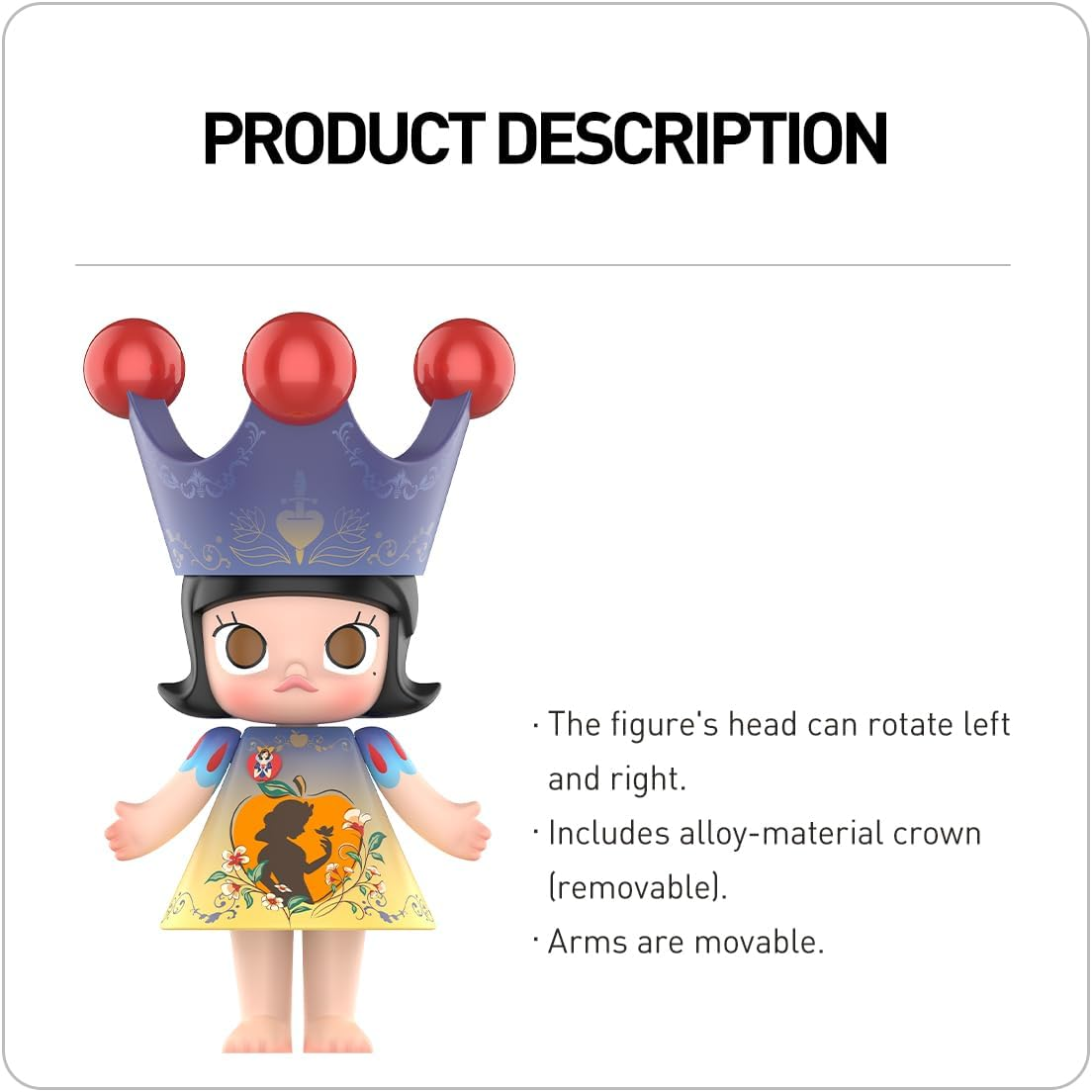 POP MART MEGA ROYAL MOLLY 400% Figura Branca de Neve 1 peça Personagem Articulada Design Premium Presentes para Mulheres Brinquedo de Arte Colecionável Favorito dos Fãs