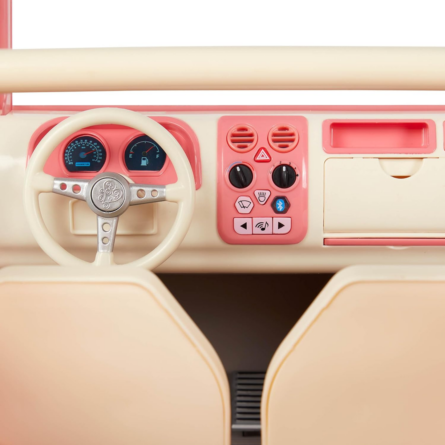 Our Generation OG Off Roader – Conjunto de veículos 4x4 para bonecas de 18 polegadas, veículo com tema de praia com prancha de surf, carro rosa salmão, luzes de trabalho, limpa-para-brisas, altifalantes, jogo realista