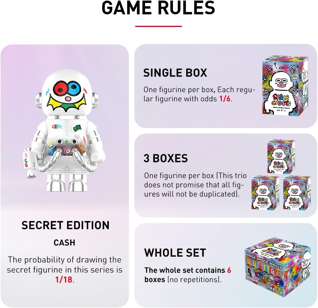 POP MART MEGA SPACE MOLLY 400% JON BURGERMAN SPACE CADETS Série Figura Articulada Personagem Design Premium Presentes para Mulheres Brinquedo Colecionável Favorito dos Fãs Figura de Ação 1PC