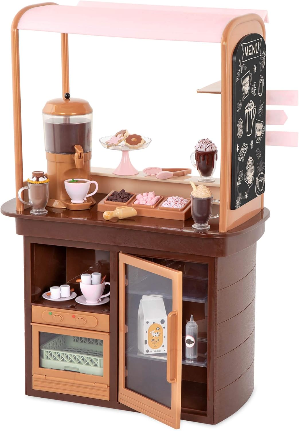 Conjunto de brinquedos Choco-Tastic da Our Generation – Suporte para chocolate quente para bonecas de 45 cm – Inclui conjunto de acessórios com 26 peças