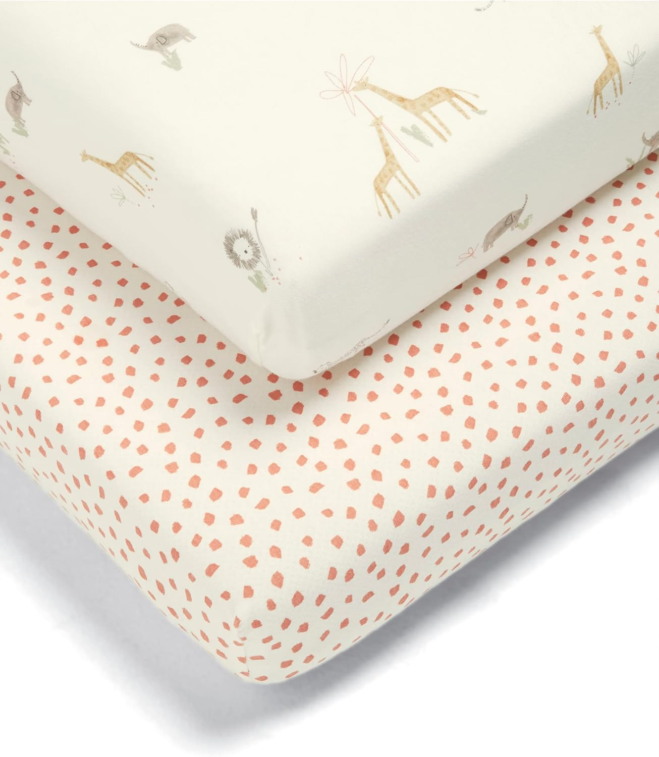 Pack de 2 lençóis ajustáveis para berço/cama Mamas & Papas, creme