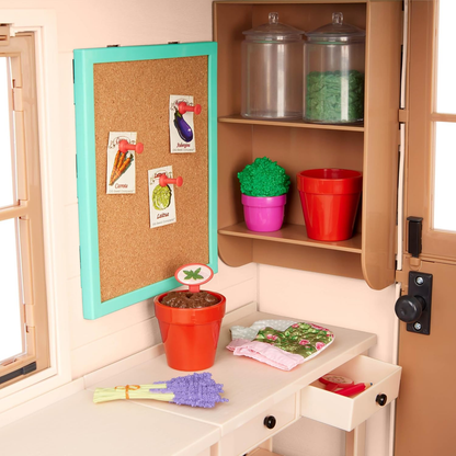 A nossa Geração Sala para Crescer Estufa – Conjunto de brinquedos temáticos de jardim para bonecas de 45 cm – Enorme conjunto de casa de brinquedo de jardim com 43 peças