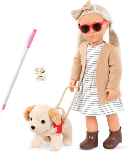 Boneca Nossa Geração com Cão de Estimação - Cão-Guia, Marlow e Labrador Dourado