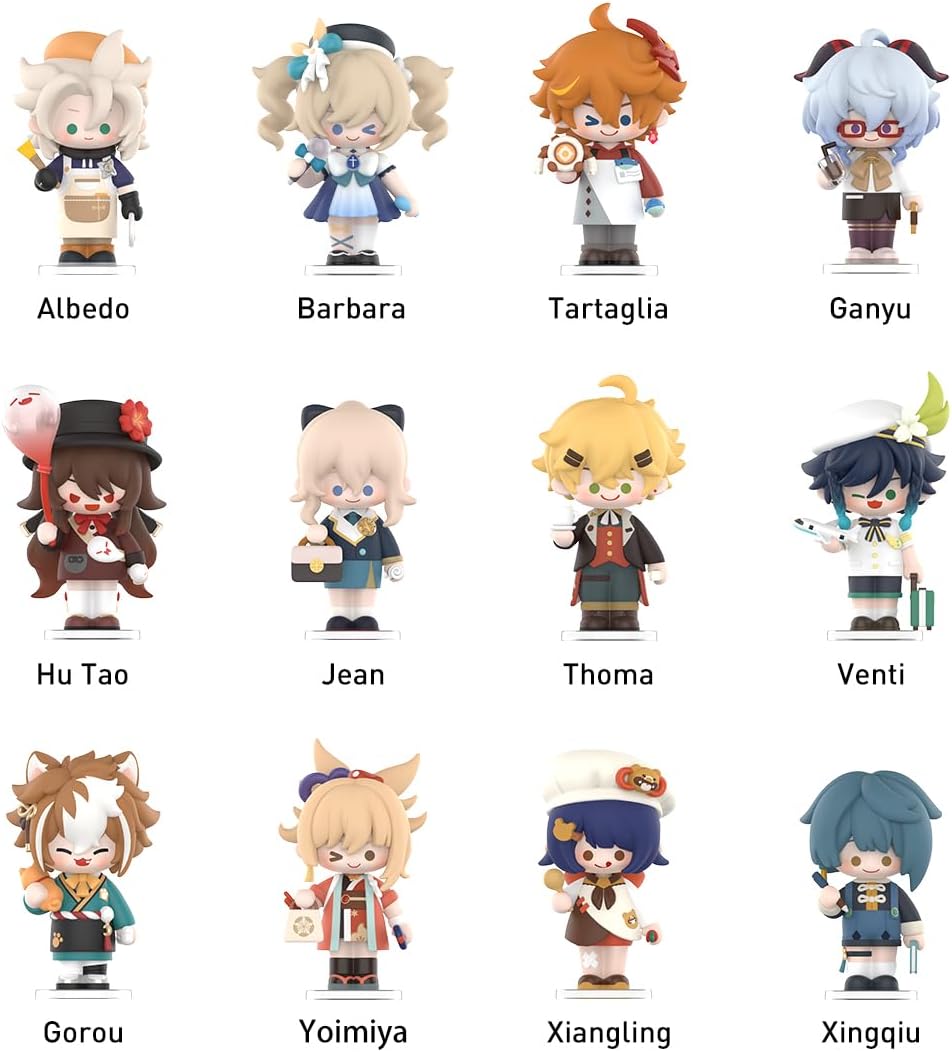 POP MART Genshin Impact Dress-Up Dreams Série Chibi Temática Figuras 1 PC 2,5 polegadas Articulado Personagem Design Premium Presentes para Mulheres Fã-Favorito Colecionável Chic Art Toy Figura de Ação