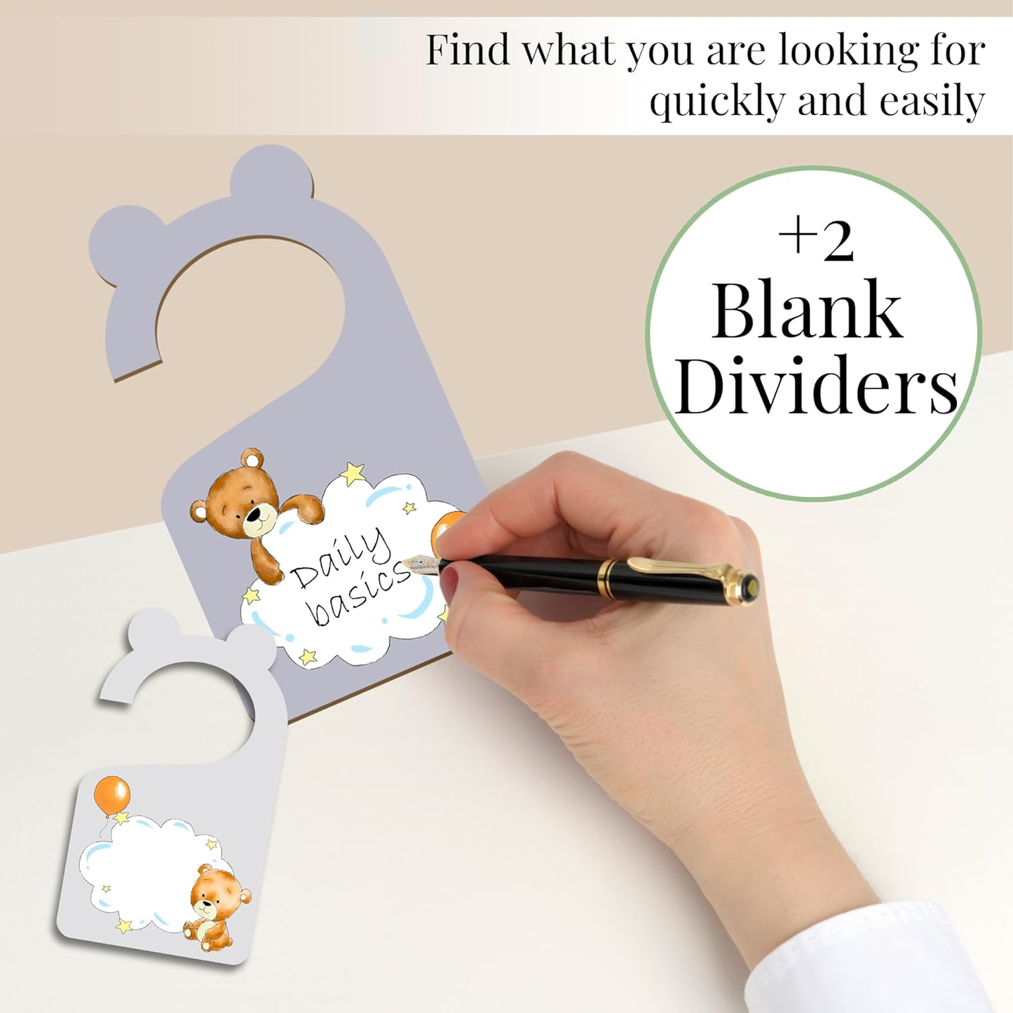 Divisores de guarda-roupa de bebé Tiny Trees em caixa de oferta - 8X Divisores de roupa unissexo para bebés dos 0 aos 24 meses - Presentes para pais recém-nascidos, organizador de roupa de bebé e divisor de idade para armário de berçário - Edição Teddy