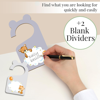 Divisores de guarda-roupa de bebé Tiny Trees em caixa de oferta - 8X Divisores de roupa unissexo para bebés dos 0 aos 24 meses - Presentes para pais recém-nascidos, organizador de roupa de bebé e divisor de idade para armário de berçário - Edição Teddy