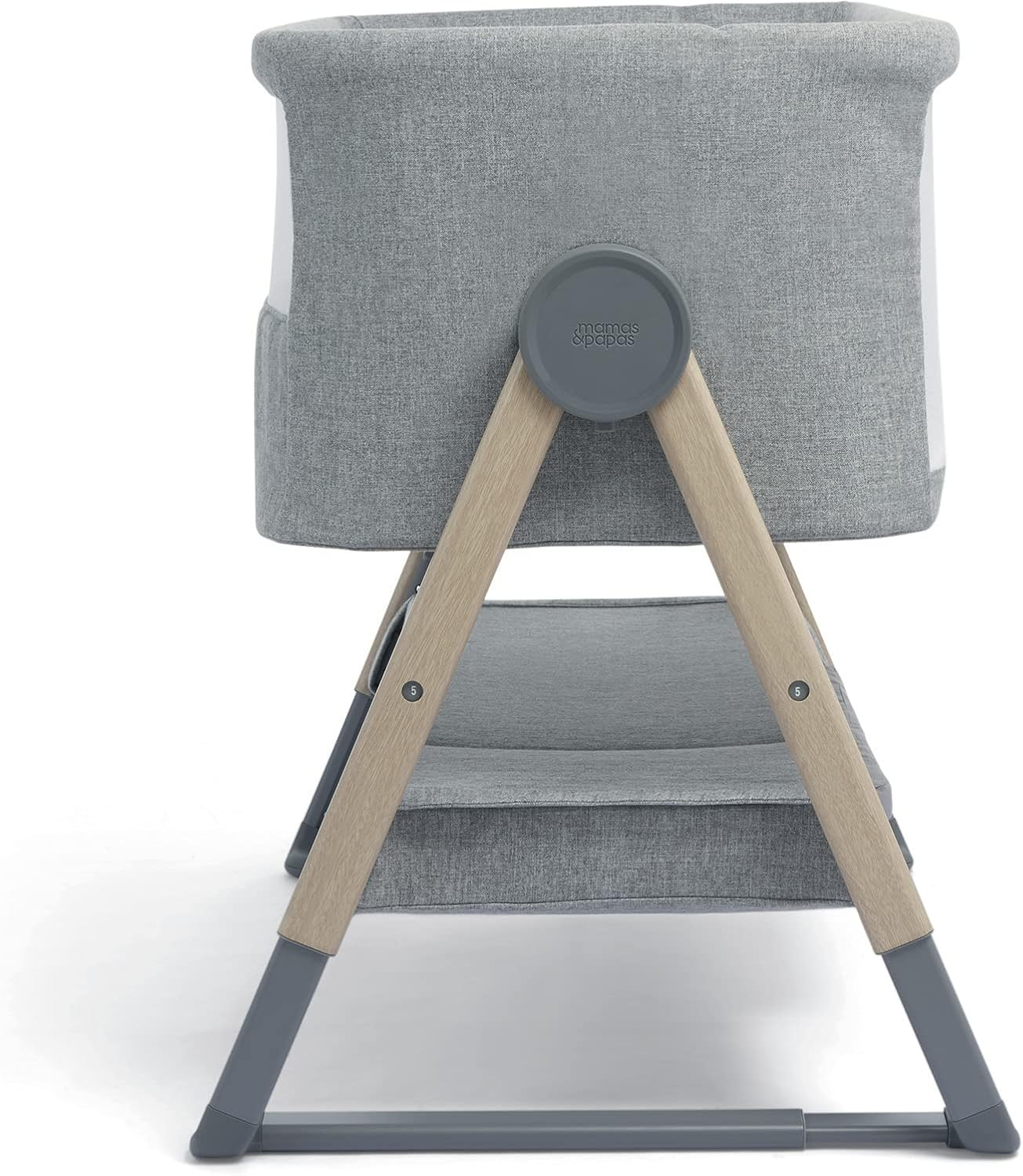 Berço de cabeceira Lua Mamas & Papas, berço amovível, laterais rebatíveis, inclui colchão, 0-6 meses, cinzento