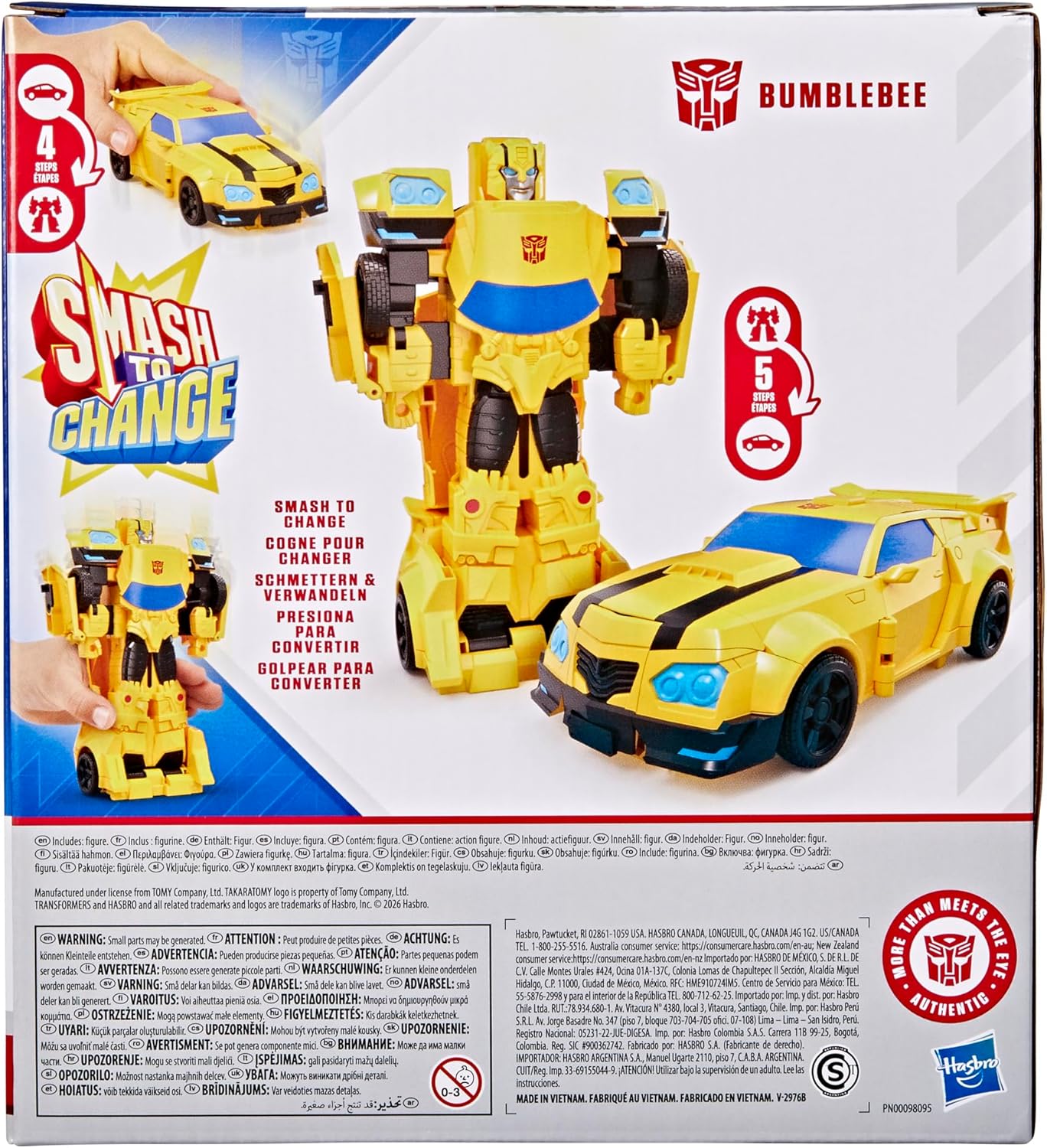 Transformers Smash Changers Bumblebee - Figura de Acção, Transforma-se de Robot em Carro, para Crianças a partir dos 6 Anos