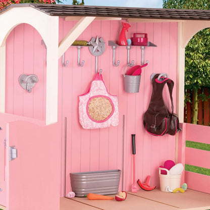 A Nossa Geração – Acessórios para Bonecas de 18 Polegadas – Estábulo para Cavalos – Conjunto de Brinquedos para Celeiros – Brinquedos para Cavalos – 3+ Anos – Sela – Estábulos para Cavalos