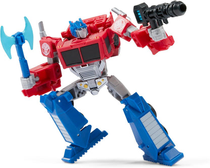 Transformers Toys EarthSpark Deluxe Class Optimus Prime, figura de ação convertível de 12,5 cm, brinquedo de carro robô colecionável para meninos e meninas a partir dos 6 anos