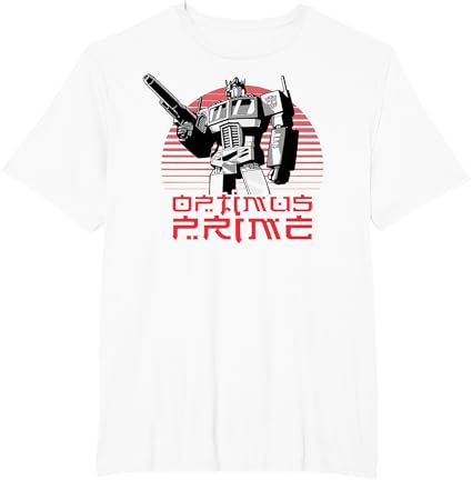 T-shirt Transformers Optimus Prime Retro Kanji Sunset Portrait