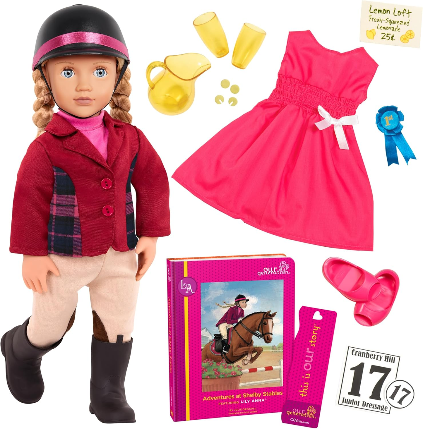 A Nossa Geração – Boneca Equestre Articulável de 45 cm – Cabelo Loiro e Olhos Azuis – Roupa e Acessórios para Cavalgar – Brincadeira de Faz de Conta – Brinquedos para Crianças a Partir dos 3 Anos – Lily Anna