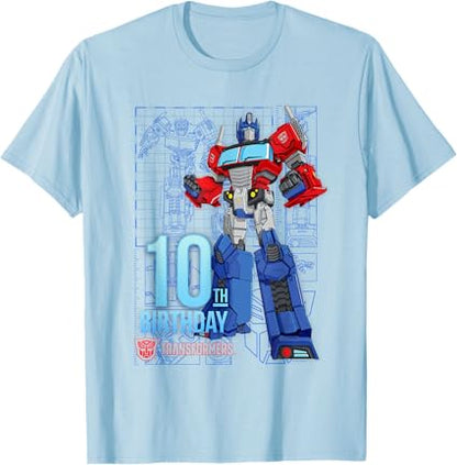 T-shirt de aniversário dos 10 anos do Optimus Prime dos TRANSFORMERS