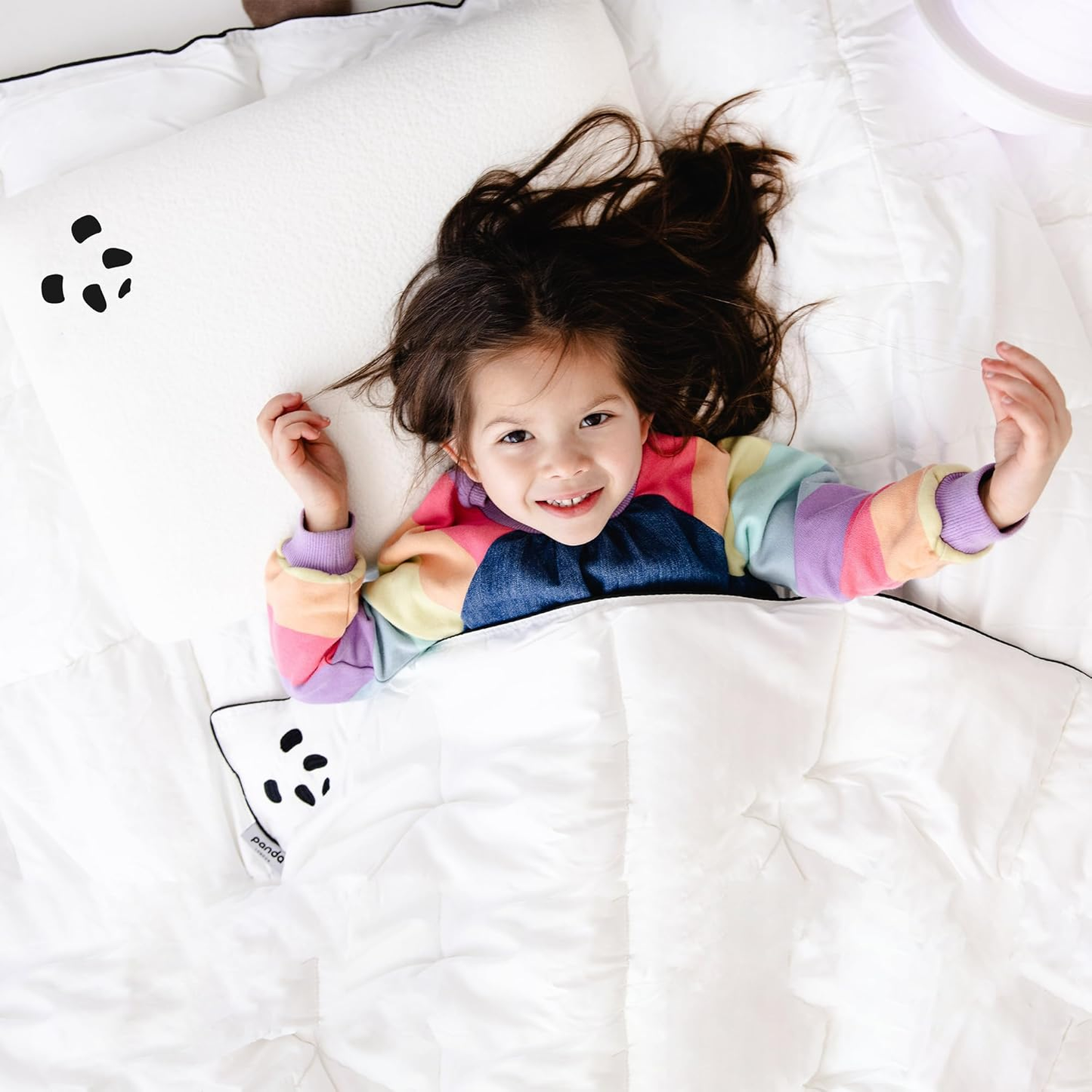 Almofada Panda para Crianças com Capa de Bambu - Suporte Médio-Firme, Teste de 30 Noites, Idades 2-4