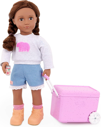 A Nossa Geração – Acessórios para bonecas de 45 cm – Caixa térmica com rodas – Brinquedos alimentares de faz de conta – Brincadeira imaginativa – Crianças a partir dos 3 anos – Caixa térmica de acampamento OG