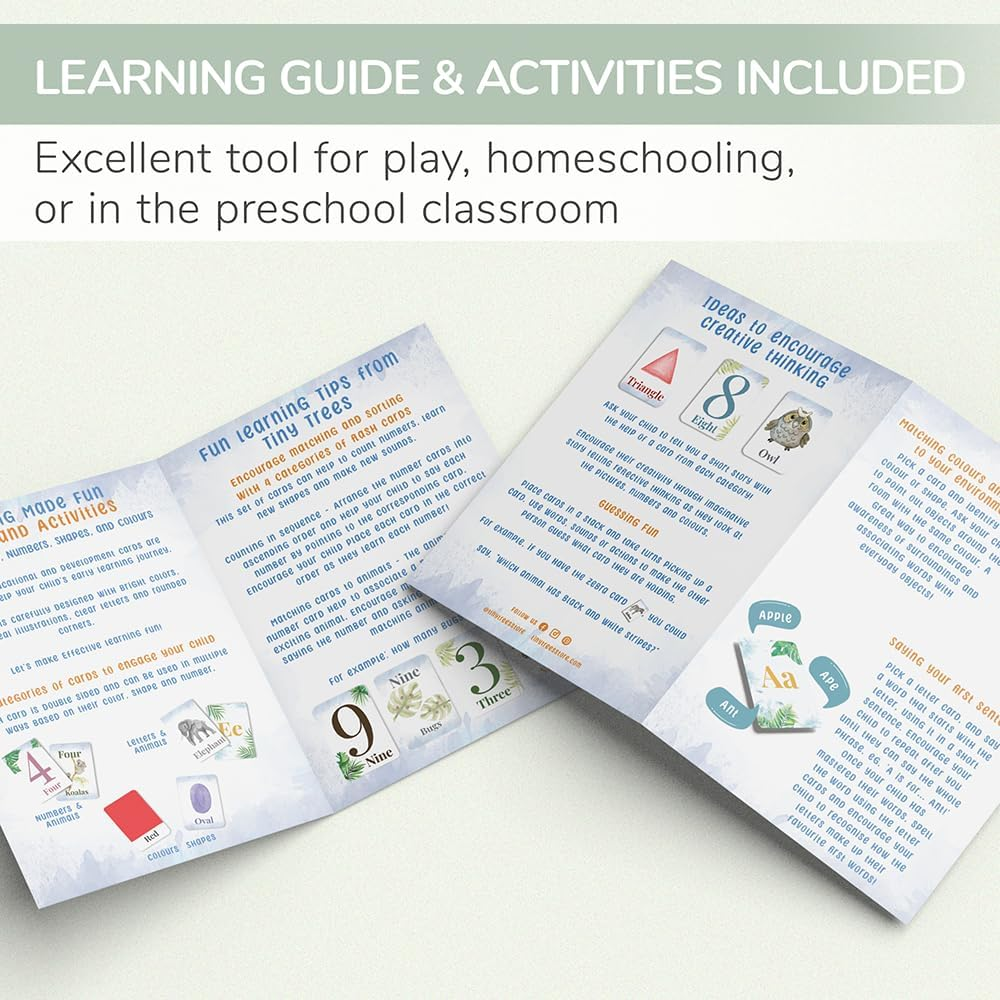 Tiny Trees® 43 Flash Cards para crianças de 2 anos I Animais, letras, números, formas e cores I Primeiras palavras Flash Cards - Inclui guia de exercícios para atividades de aprendizagem