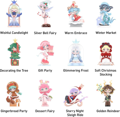 POP MART AZURA Bonecos da série Warm Christmas, 1 caixa, bonecos de ação exclusivos, brinquedo de arte colecionável popular, bonecos fofos, presente criativo para festa de aniversário de Natal