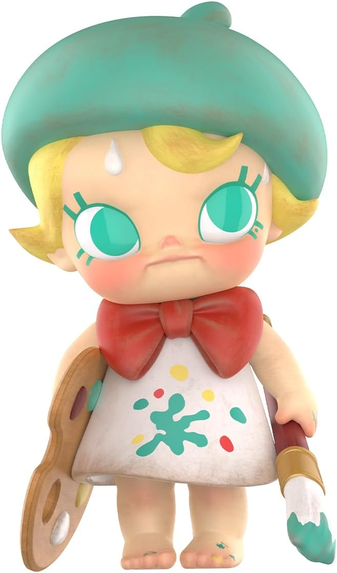 POP MART Baby Molly Baby Molly Future Painter 1 peça, design premium, presente para mulheres, boneco de ação colecionável chique e favorito dos fãs