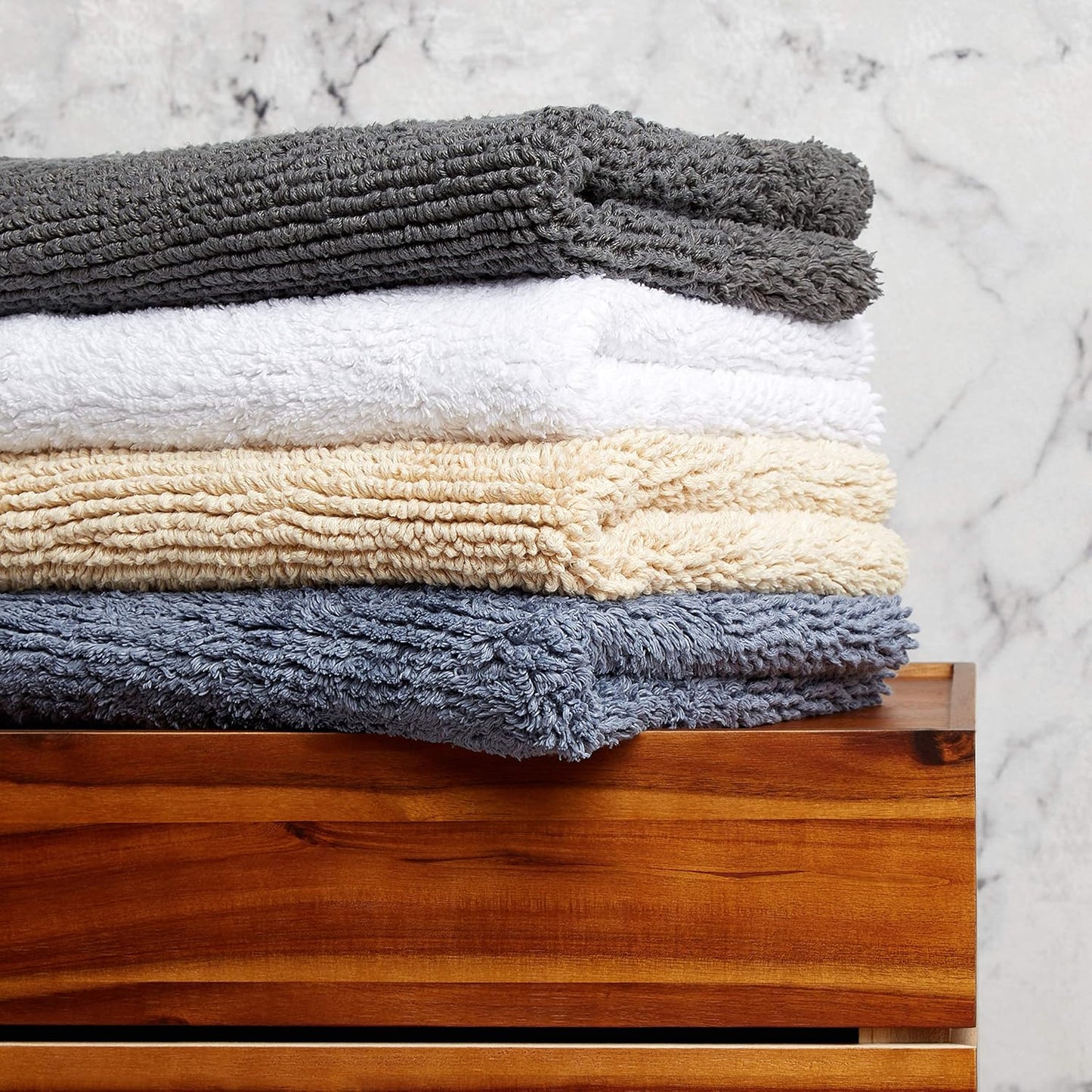 Tapete de banho Panda Bamboo 50 x 80 cm - Ultra absorvente, antiderrapante e lavável à máquina, experiência de spa, branco puro