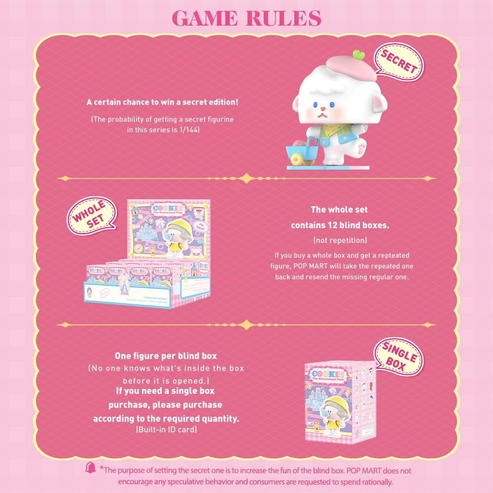 POP MART Cookie The Amusement Park Series SET (12 caixas) Caixa de bonecos de ação exclusiva Caixa de brinquedos a granel Brinquedo de arte colecionável popular Figura fofa Presente criativo, para festa de aniversário de Natal Feriado