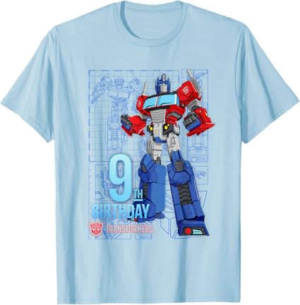 T-shirt de aniversário dos 9 anos do Optimus Prime dos Transformers