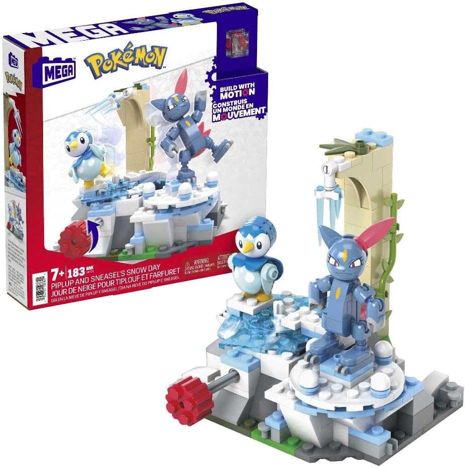 MEGA Pokémon Action Figure Building Toys, Piplup e Sneasel's Snow Day com 171 peças e movimento, 2 personagens articulados, para crianças, HKT20