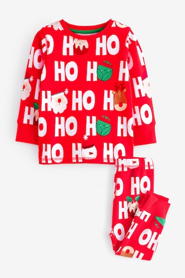 |Boy| Pijama De Aconchego De Natal Vermelho HoHoHo (9 meses a 12 anos)