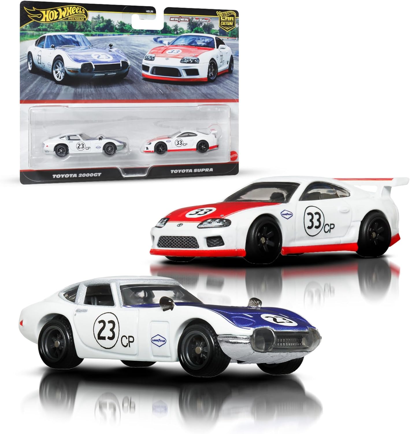 Hot Wheels Premium Car Culture - Pacote com 2 veículos em escala 1:64, combinações exclusivas, pneus Real Riders, chassi de metal, brinquedo para colecionadores, JBL03