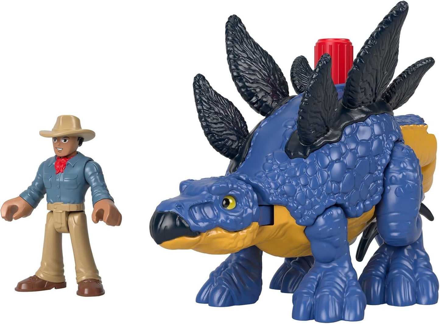 Fisher-Price Imaginext Jurassic World Dominion: Dinossauro Estegossauro e Dr. Alan Grant, Conjunto de 3 Figuras Articuladas para Crianças em Idade Pré-escolar a partir de 3 Anos