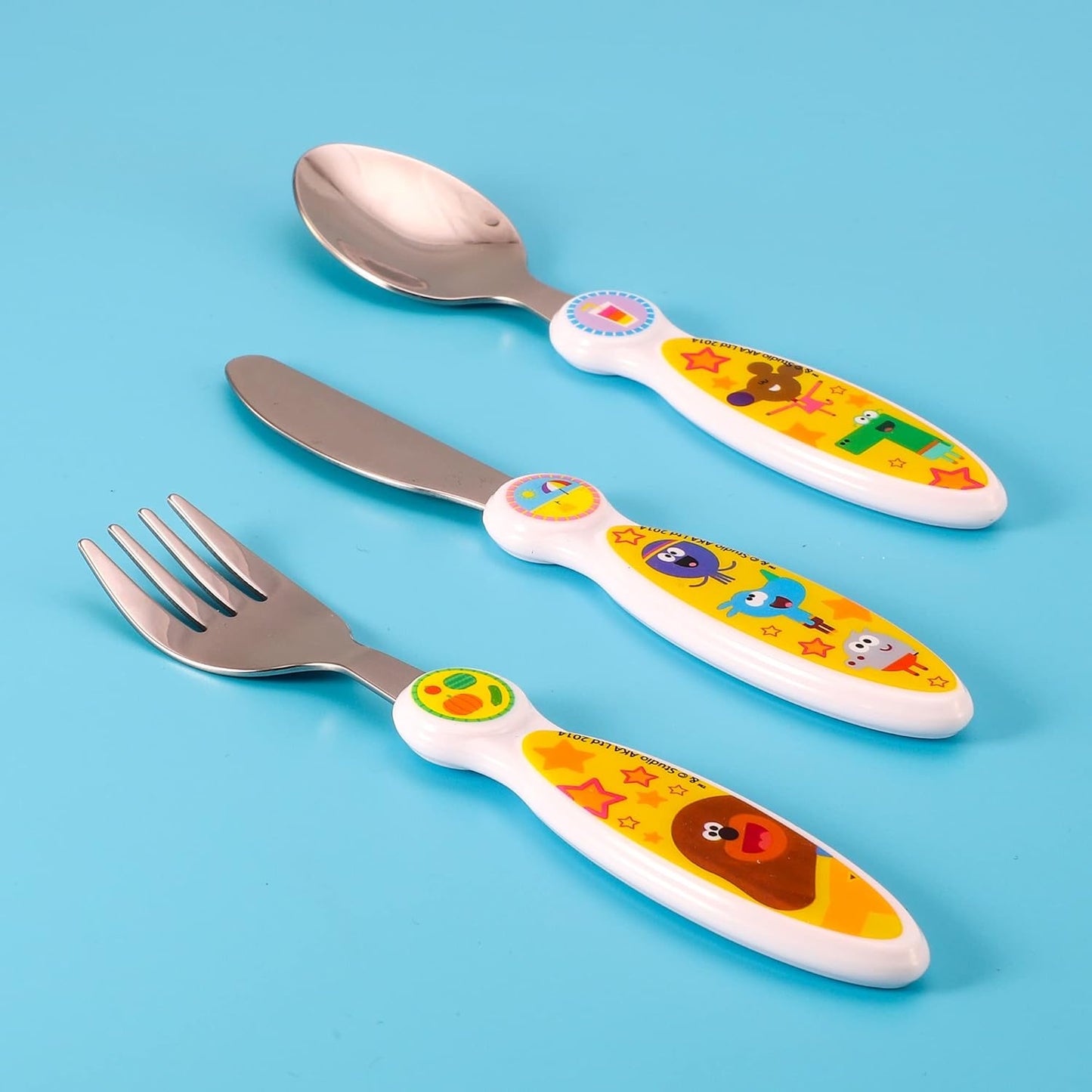 Hey Duggee Juego de cubiertos de 3 piezas para niños pequeños: cuchillo, tenedor y cuchara