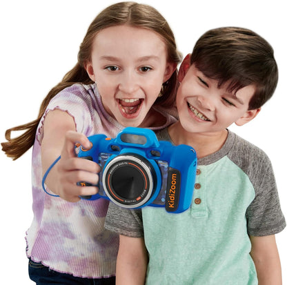 VTech KidiZoom Duo FX, câmera infantil com tela colorida, 8 MP, fotos, selfies e vídeos, filtros AR, 20 jogos, 75 efeitos de foto e vídeo, filtros e molduras, para bebês de 3, 4, 5, 6, 7 anos ou mais, azul