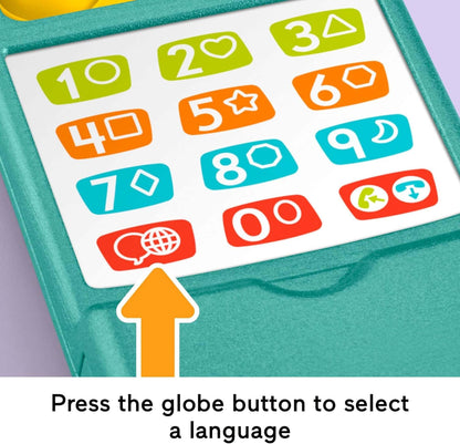 Fisher-Price Baby Toy Flip Phone Laugh & Learn Musical Learning Activity for Toddler Faming Play Infants Ages 6+ Months Version Multilanguage, JMM31