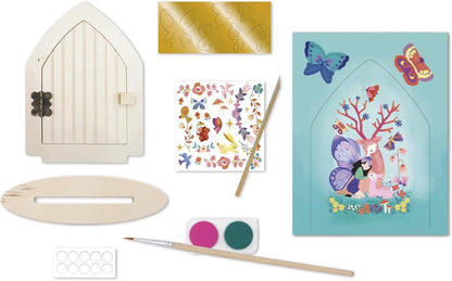Janod - Porta de Madeira para Decorar Tema Fada - Para Pintar e Decorar - Les Atelier du Calme - Kit Lazer Criativo Infantil - Desenvolvimento Criatividade e Concentração - A partir de 6 Anos - J09169