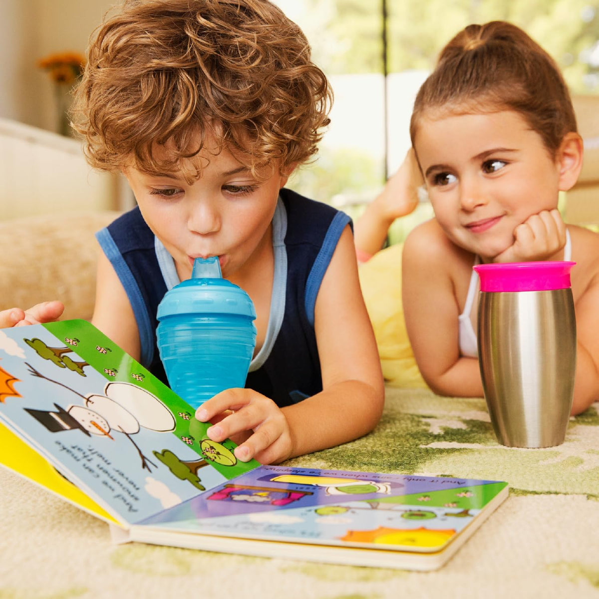 Munchkin Kit com 3 Copos Mighty Grip para Bebês | À prova de vazamentos | 296 ml | Azul/Verde